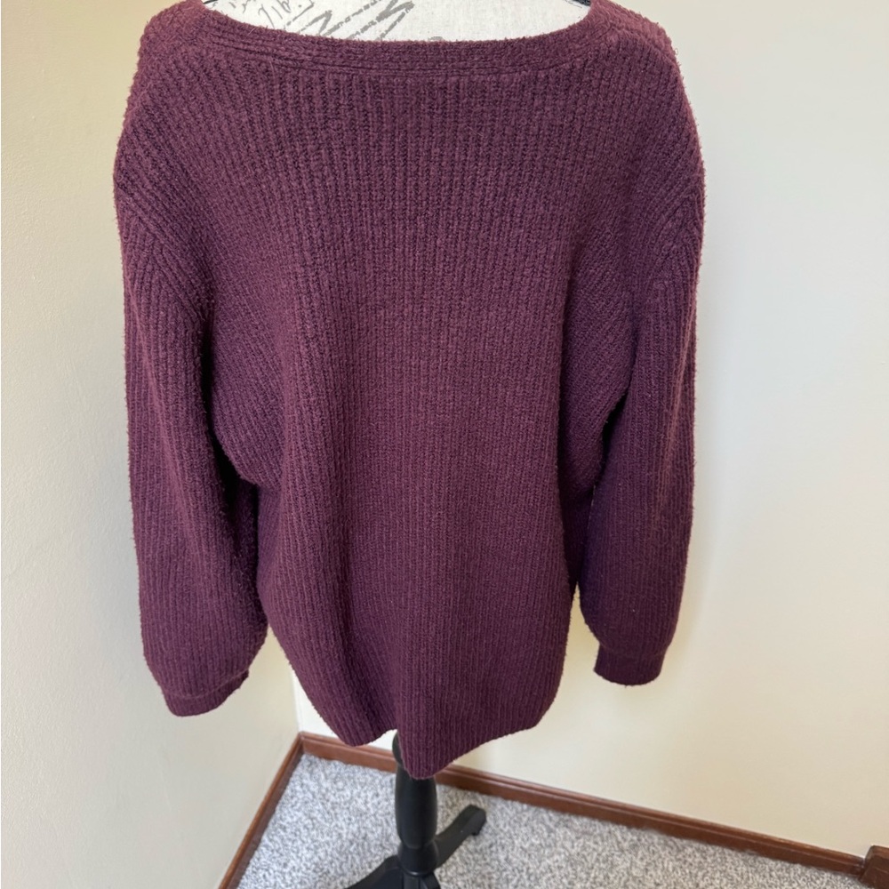 Halogen V-Neck Sweater - Rich Burgundy - Picture 4 of 6